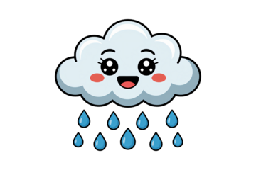 Happy kawaii cloud with rain perfect for weather themed designs