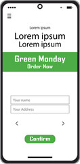 Green Monday Mobile App Order Screen and Delivery Form