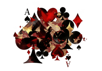 Ace of spades and other playing cards isolated on transparent background