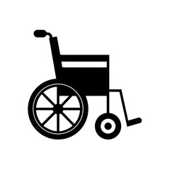 Wheelchair medical device on transparent background silhouette