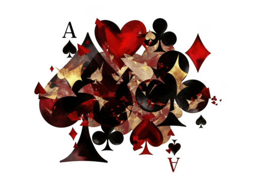 Ace of spades and other playing cards isolated on transparent background