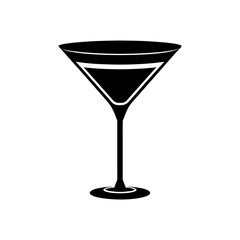 Silhouette martini glass on transparent background