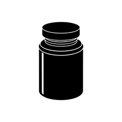 A black container object on transparent background silhouette