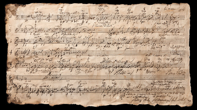 vintage music sheet with musical notes on a white background.