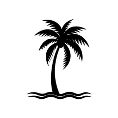 Silhouette of palm tree on transparent background