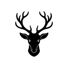 Deer head black silhouette on transparent background
