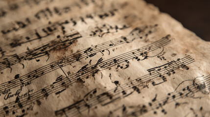vintage music sheet with musical notes on a white background,
