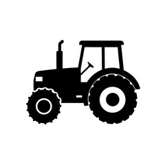 Silhouette of a tractor on transparent background