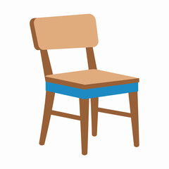 A simple illustration of a wooden chair with a backrest, seat, and four legs.