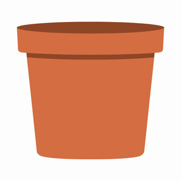 A simple vector illustration of an empty brown terracotta flower pot with a rim, isolated on a white background.