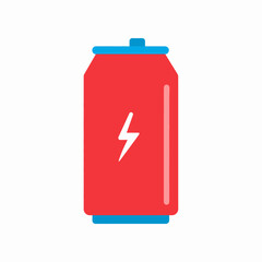 Obraz premium Red energy drink can with a lightning bolt, ideal for product packaging design, energy drink advertisements, or sportsrelated marketing campaigns.