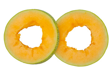 High Quality PNG Picture of cantaloupe slices on white background.