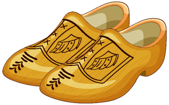 Traditional Dutch Wooden Clogs with Decorative Carvings