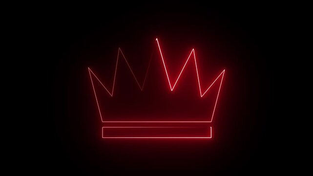 Glowing neon light crown animation. Colorful fashion sign. Royalty symbol trendy design element. new update design neon crown. 4k animation video..