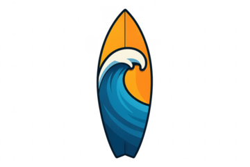 Surfboard with ocean wave design for summer surfing