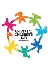 Colorful diverse children holding hands in a circle celebrating universal childrens day on november 20th, symbolizing unity and global togetherness