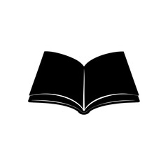Open book black silhouette on transparent background
