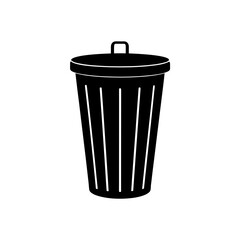 Isolated trash can icon on transparent background silhouette
