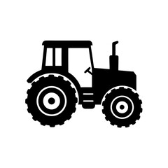 Silhouette of a tractor on transparent background