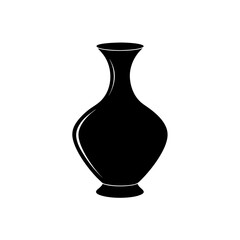 Silhouette of a vase art on transparent background