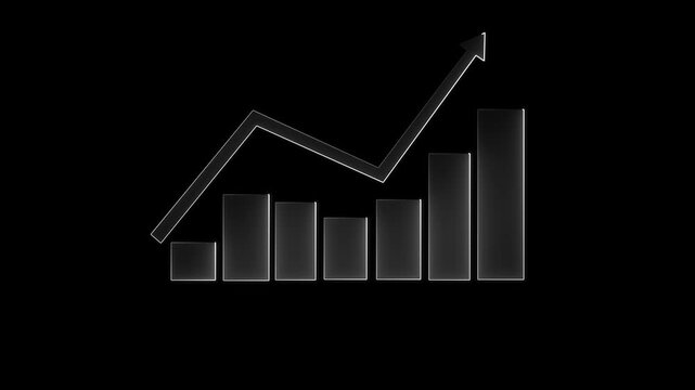 Neon line business graph icon animation. Neon business graph chart icon animation on isolated black background. Neon business growth idea animated. 4k animation video.....