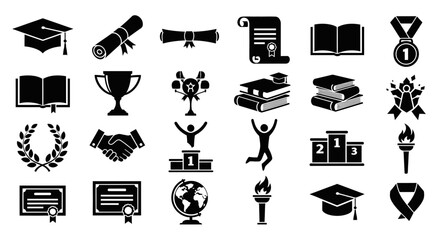  A Comprehensive Set of 15 Cohesive Black Vector Silhouettes for Bold Achievement and Graduation_transparent.svg