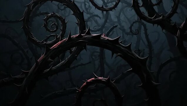 Eerie Thorns - A Dark and Twisted Fantasy Landscape.