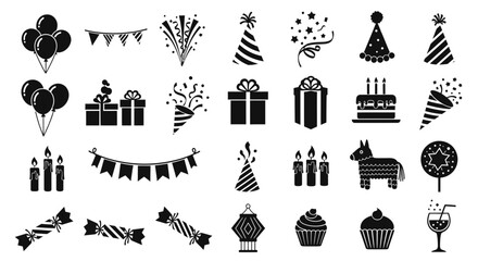 A Comprehensive Set of 15 Cohesive Black Vector Silhouettes for Festive Party Decorations_transparent.svg
