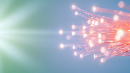 Abstract image depicting light trails representing high-speed data transmission in a vibrant digital landscape.