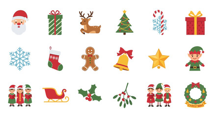 A Festive Set of Fifteen Colored Christmas Silhouettes in Joyful Flat Design Style_transparent.svg