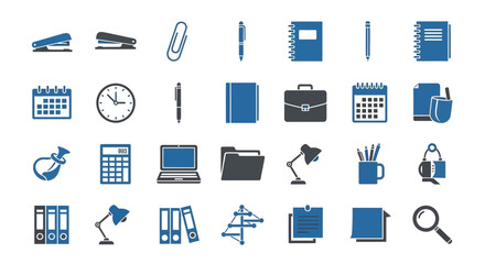  A minimalist set of essential office supplies and productivity vector icons for work_transparent.svg