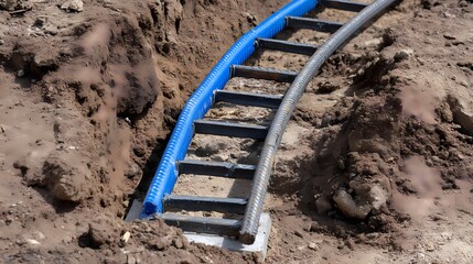 Curved Electrical Pathway Installed in a Trench for Utility Lines