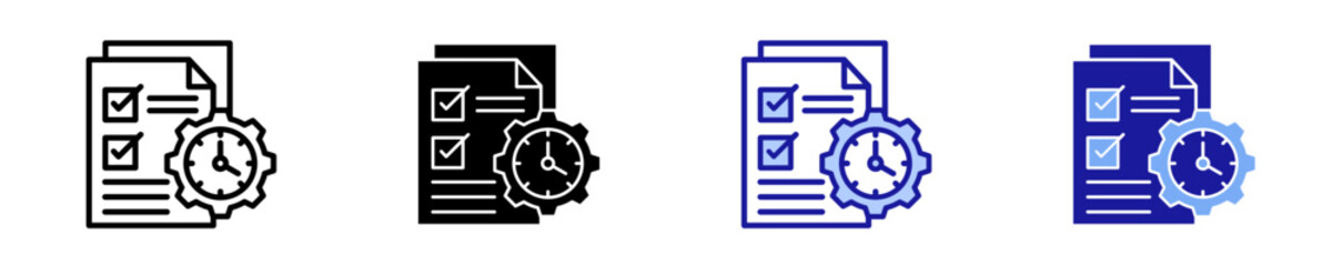 Time Management  Icon Set Multiple Style Collection
