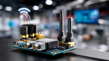 Close-Up of Modern Circuit Board with Wireless Components and Antennas