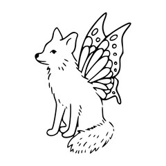 cute fantasy animal sketch - fox fairy minimalist