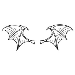 simple doodle of flying monster or creature wings