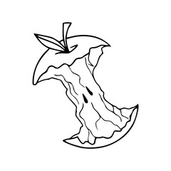 eaten apple core outline vector illustration