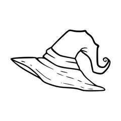 outline doodle of a spooky witch hat