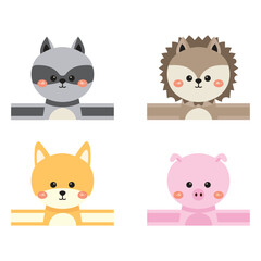 Cute animal birthday hat cartoon icon illustration