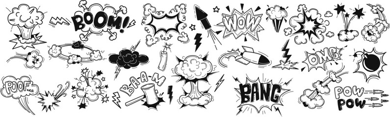 Pop Art Explosion Sticker Pack – Cartoon Boom, Pow, and Zap Comic Effects