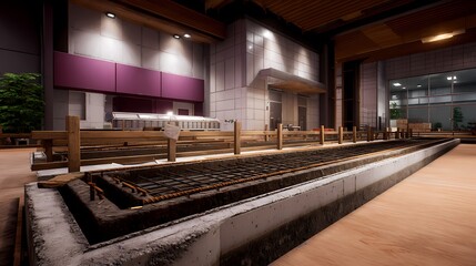 Modern Indoor Construction Site with Reinforced Concrete and Tools