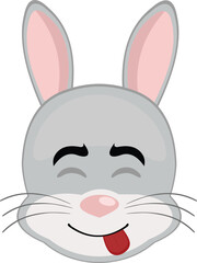 vector illustration emoticon character face rabbit rodent animal, with a yummy expression how delicious