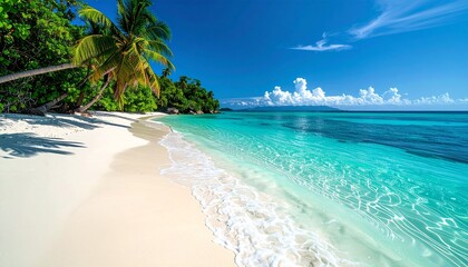 Idyllic Tropical Beach with White Sand and Turquoise Ocean
