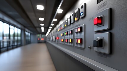 Control Panel with Light Indicators in Modern Industrial Setting