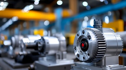 Industrial Machinery Close Up in Bright Factory Environment