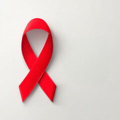 World AIDS Day Awareness Ribbon on White Background.