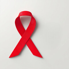 World AIDS Day, Red Ribbon on White Background