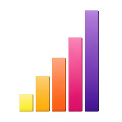 3d bar chart isolated on transparent background