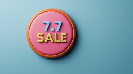 A colorful sale badge displaying "7.7 SALE" on a light blue background, suggesting a promotional offer or discount event.