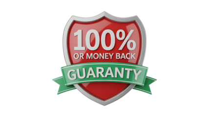 Trustworthy shield assuring money back with 100% guarantee for customers